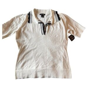 White Collared Shirt with Black Accents